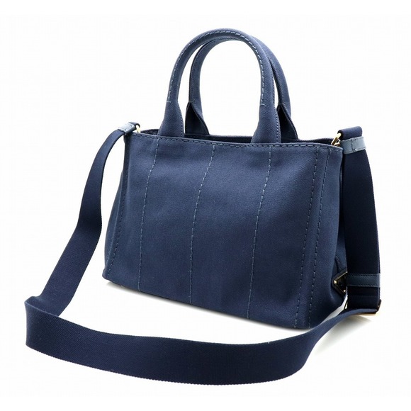 Prada Tote Blue Canapa Navy 2WAY Bag Baltico - Picture 1 of 9